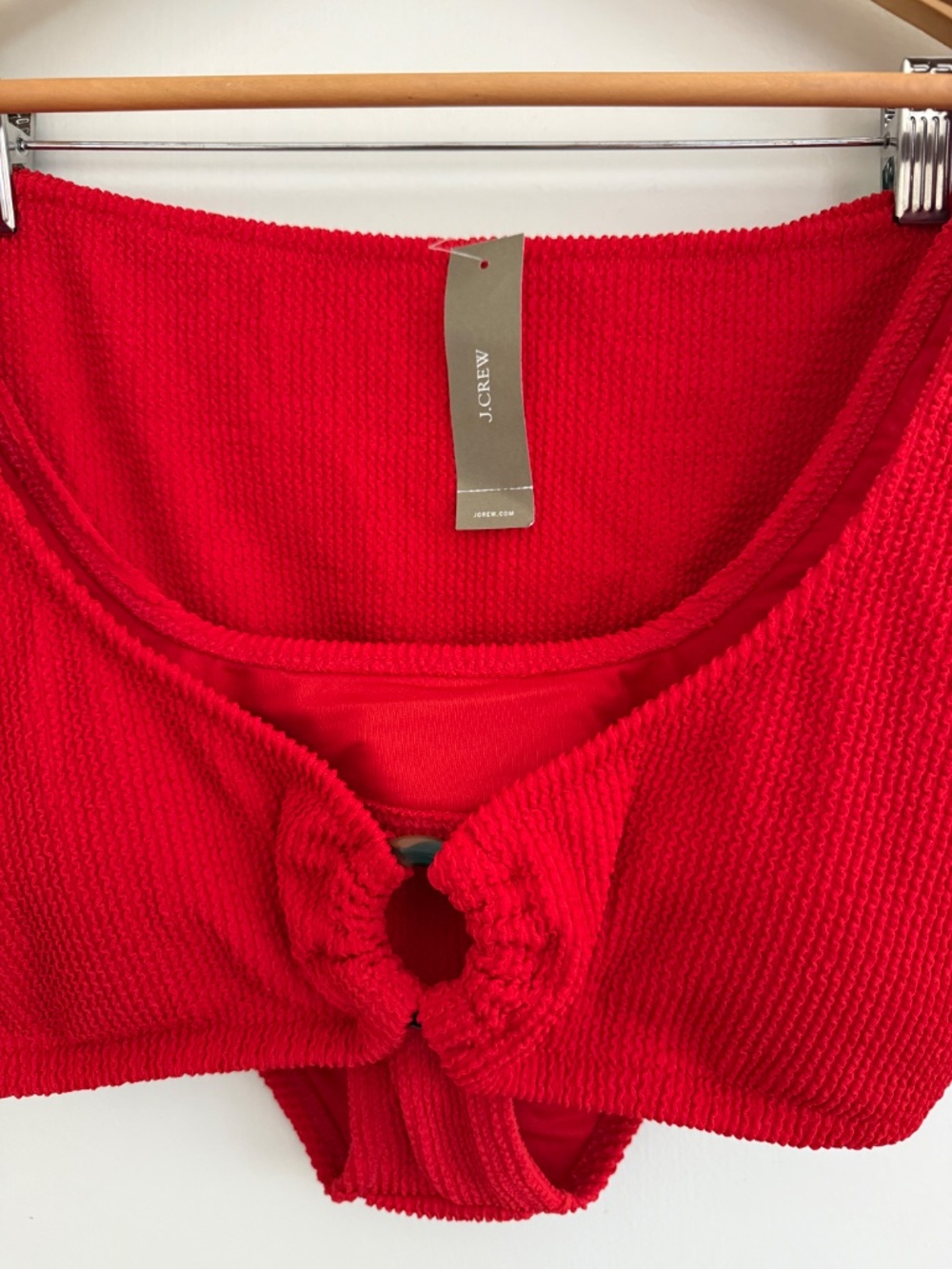 J.Crew Hallie Scrunchie Red Bikini Top and Bottom Brand NWT Size L - Picture 3 of 8